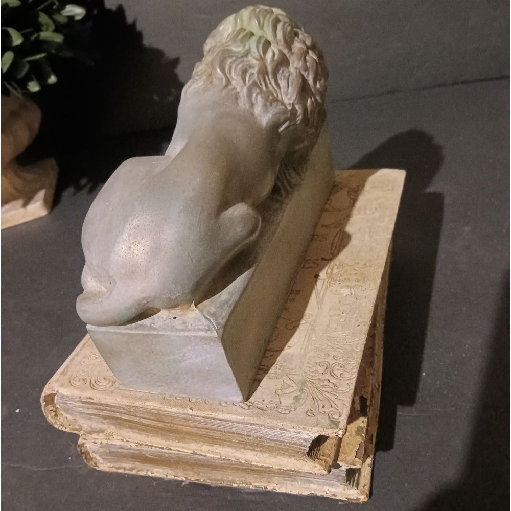 Sleeping Lion Sculpture on Books of Religion RARE & UNIQUE - Picture 5 of 17